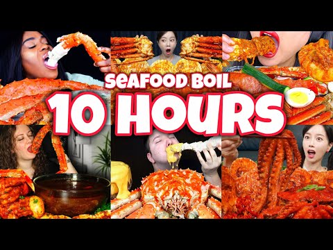 10 HOURS mukbangers eating too much SEAFOOD BOIL 