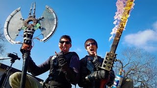 GIANT FIRE SWORD VS ELECTRIC AXE! Dead Rising 4 in REAL LIFE!