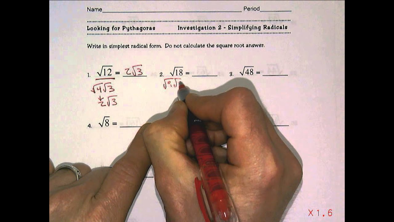 LfP Simplifying Radicals Worksheet Help