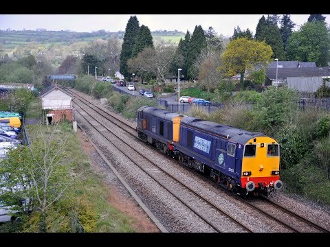 DRS CLASS 20s 20312+20303 AT SOUTH BRENT WORKING THE 1003 KEYHAM - CREWE GRESTY LANE