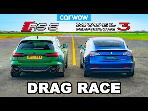 Audi RS6 v Tesla Model 3 Performance  - DRAG RACE *ICE vs EV*