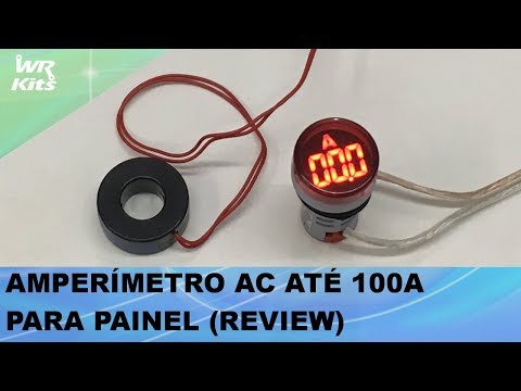 Video - Amperímetro Digital 22mm 100A 300VAC Sinaleiro para Painel - Vermelho
