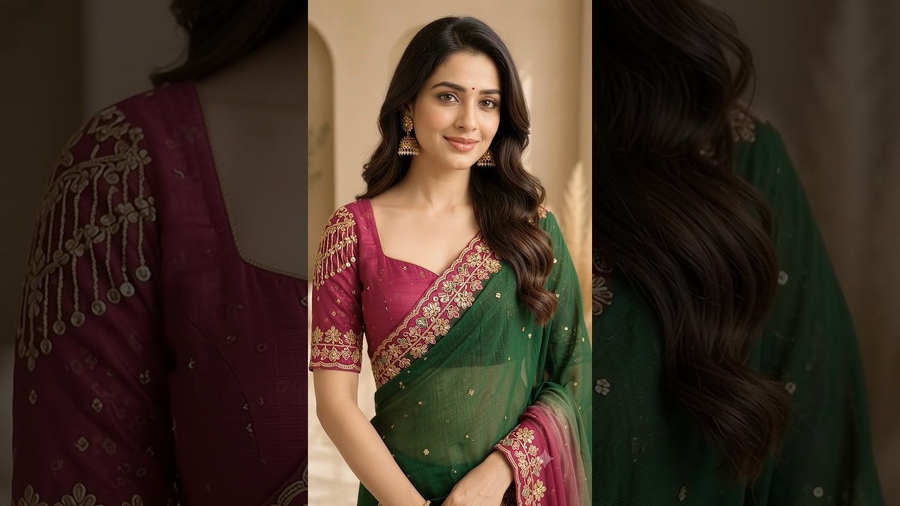 Royal Green & Pink Designer Saree ✨ | Beautiful Embroidery Saree | New Saree Collection 2026 |