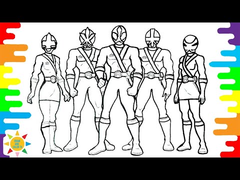 Power Rangers Samurai Coloring Pages|Power Rangers Drawing|Draw and Color Tv|No Copyright Sounds