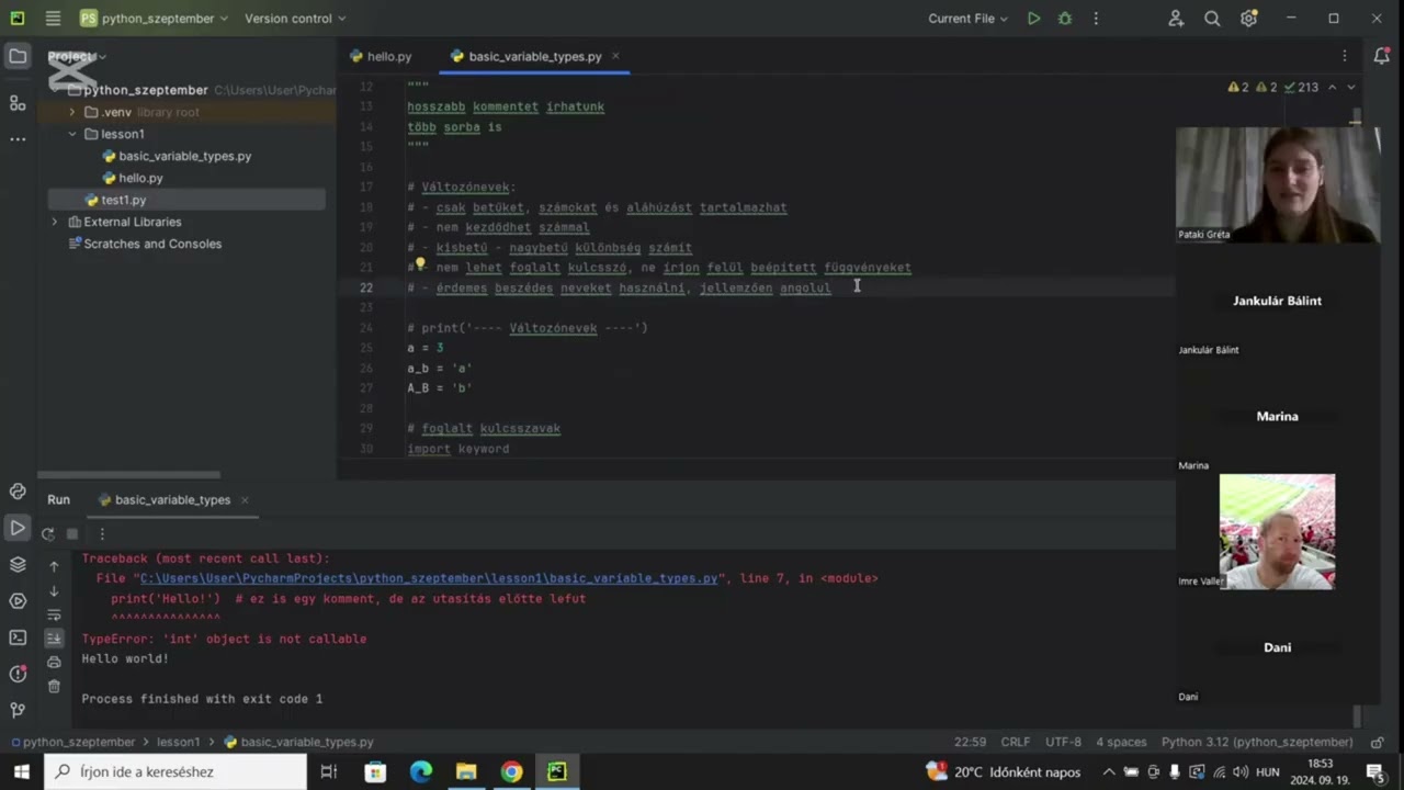 Változók Pythonban