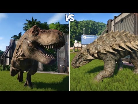 Jurassic World Evolution - T-REX vs ANKYLOSAURUS -  Gameplay (PS4 HD) [1080p60FPS]