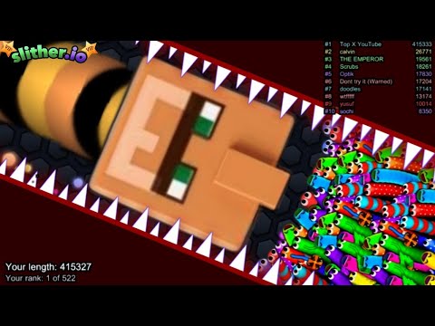 Slither.io A.I Villager Minecraft Vs All Pro Snake - New Epic Skin Release | Slitherio Vip Gameplay