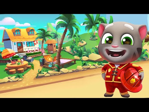 Talking Tom Gold Run Gameplay Part 97 - Fireman Tom Caught up the Raccoon in Hank’s Home!