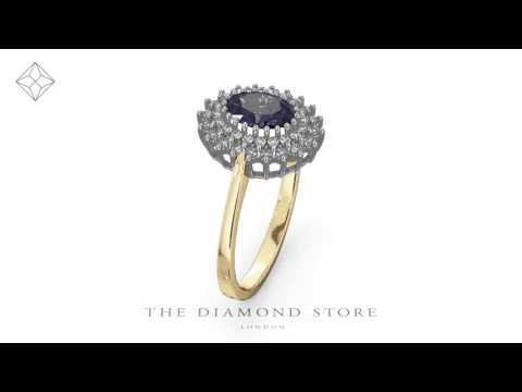 FET35-V - Tanzanite 7 x 5mm And Diamond 18K Gold Ring