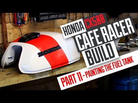Honda CX500 Cafe Racer Build 11 - Spray painting the fuel tank
