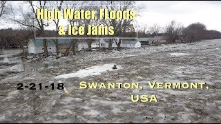 Missisquoi River Flooding in Swanton, Vermont USA on 2-21-18