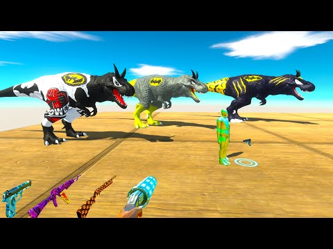 FPS AVATAR & 3 x T-REX BATMAN RESCUE MISSION DEATH RUN - Animal Revolt Battle Simulator