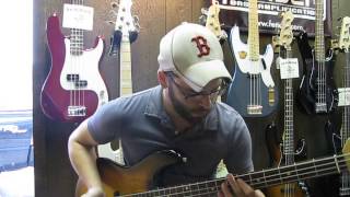 R. Wesley Carr demonstrates a Lakland Skyline 44-02 Deluxe