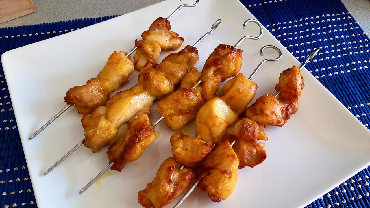 PINCHOS DE POLLO EN FREIDORA POR AIRE COSORI. Chicken skewers in air fryer.COSORI