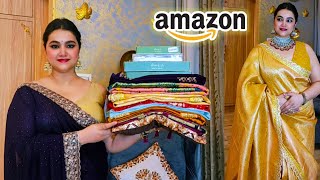 Amazon sale UPTO 80% off Karwachauth/Diwali special Saree & jewellery set haul @PoojaRikichoyal 