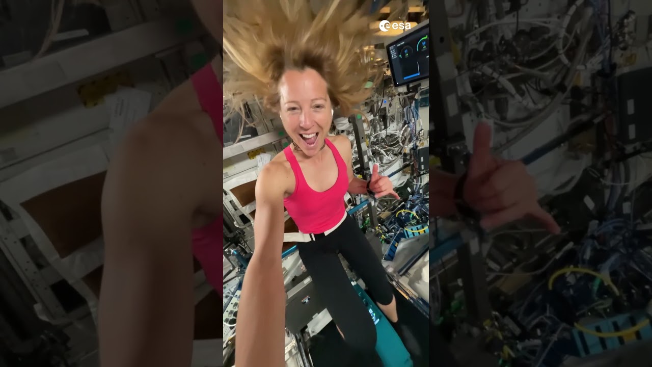 Sophie's first workout on the ISS 🚲