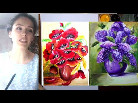 ПОЭТАПНЫЙ АНАЛИЗ КАРТИНЫ "МАКИ В ВАЗЕ" ГУАШЬЮ. ПОЭТАПНО ОБЪЯСНЯЮ И МЕДЛЕННО РИСУЮ ДЛЯ ВАС 9.07.21