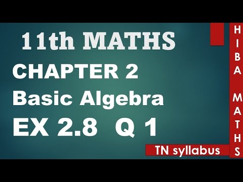 11th maths chapter 2 exercise 2.8 question 1 TN syllabus hiba maths