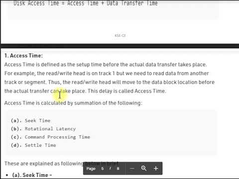 CMT UNIT 2    LECTURE 4   CALCULATION OF DISK ACCESS TIME