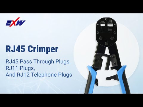 Crimping Tool for RJ45 Pass Through Plugs, RJ11 Plugs, and RJ12 Telephone Plugs