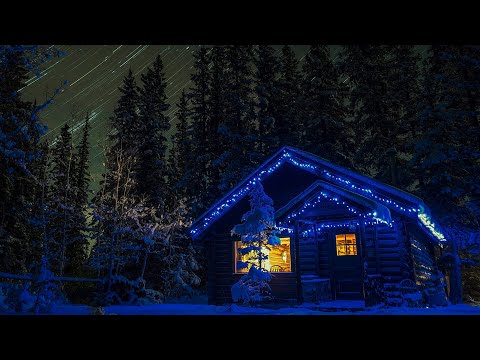 Ricoh GR Long Exposure Night Photography - Log Cabin, Rocky Mountains, Winter Wonderland