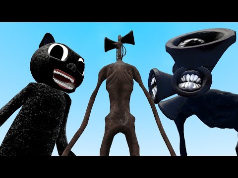 NEW MAD CARTOON CAT VS DARK SIREN HEAD VS SIREN HEAD!! Garry's Mod [Trevor Henderson] Gameplay