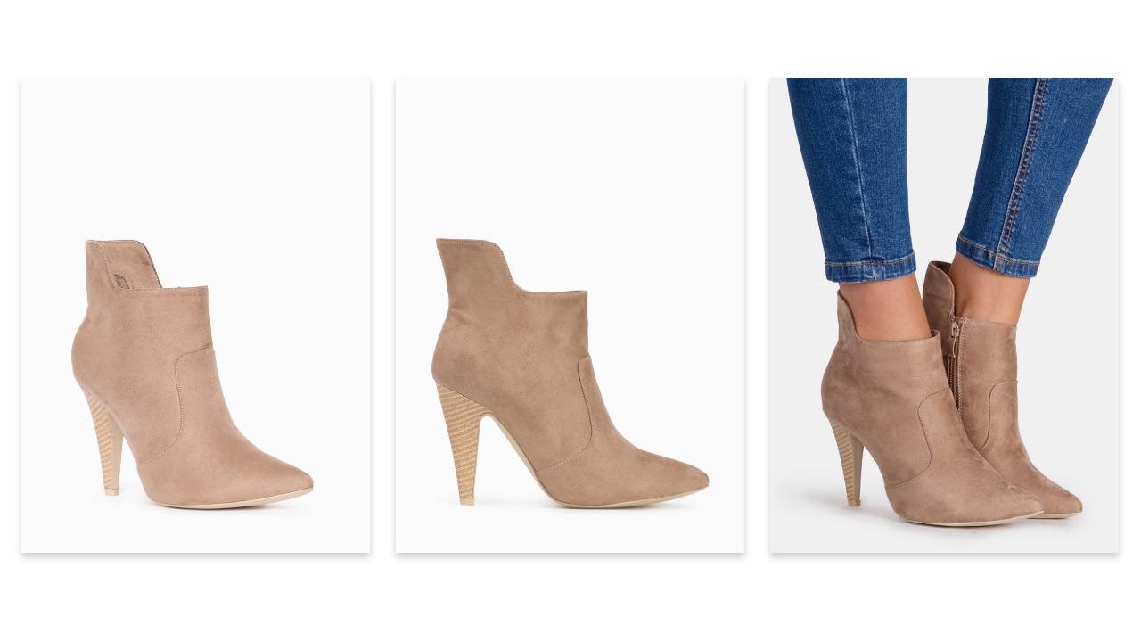 Beżowe botki  na słupku Role - DeeZee.pl