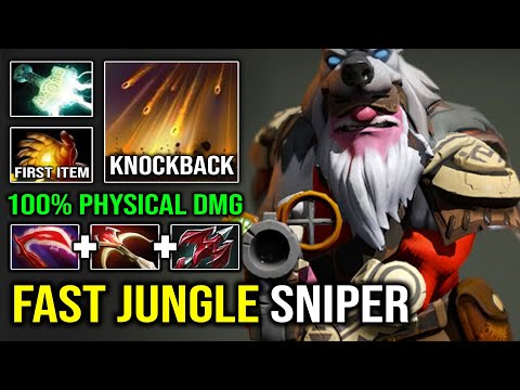 How to Fast Jungle Sniper 1st Item Midas EZ Passive Farm 100% Pure Physical Knockback Dota 2