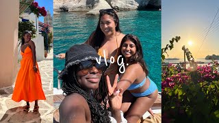 GREECE VLOG | gals trip in Mykonos + Paros | seafood, boat trips, partying!