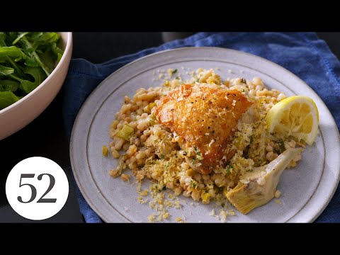 How to Make Roasted Chicken Thighs With Artichokes & Pearl Couscous | Food52 + Miele