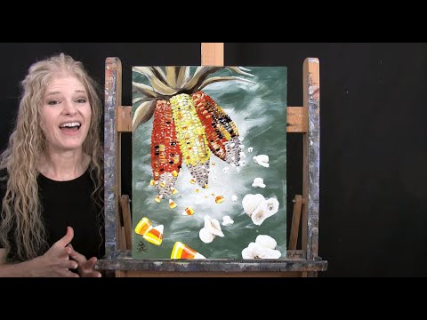 How to Draw and Paint "COLORFUL CORN POP" - Paint and Sip at Home - Acrylic Painting Tutorial Video