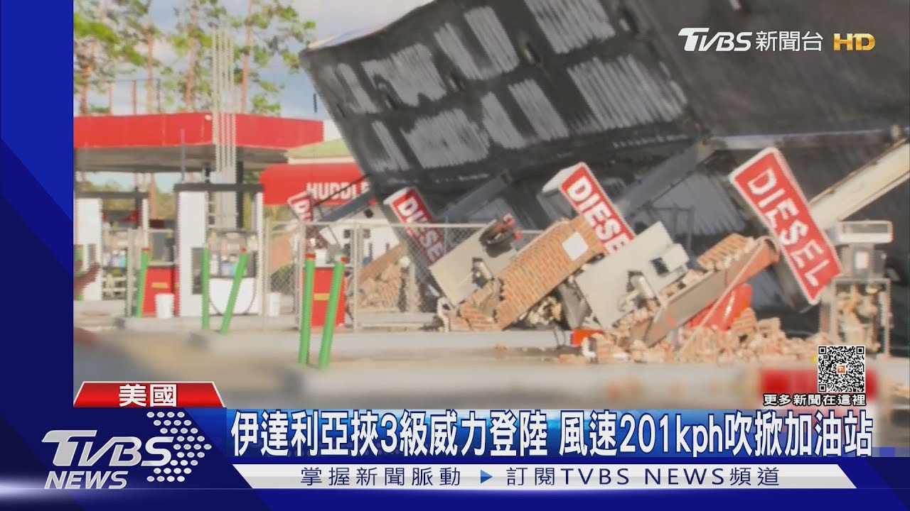 伊達利亞挾3級威力登陸佛州　最大風速201kph吹掀加油站