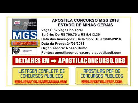 Apostila Concurso MGS 2018 PDF e Impressa de Minas Gerais