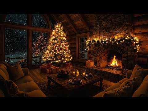 🎄Cozy Christmas Cabin 24/7🔥Instrumental Christmas Music With Fireplace❄️Relaxing Christmas Ambience