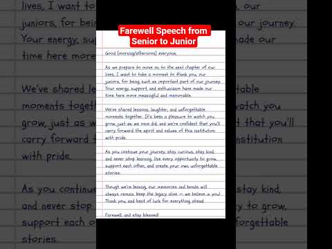 Farewell Speech from Senior to Junior  #farewell #speech