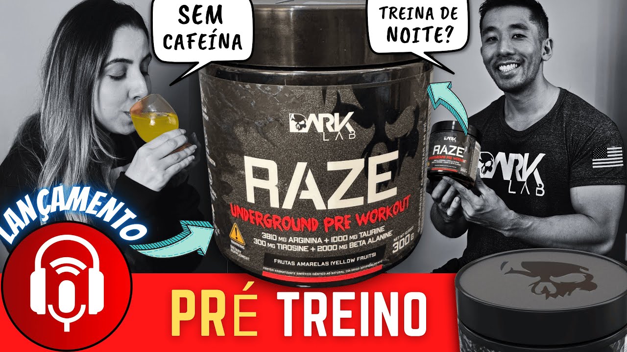 Miniatura da avaliação em vídeo de Pré-Treino Raze Frutas Amarelas 300g Dark Lab Preto