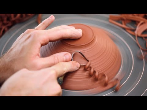 How To Trim Leather Hard Stoneware Bowls on the Potter's Wheel.