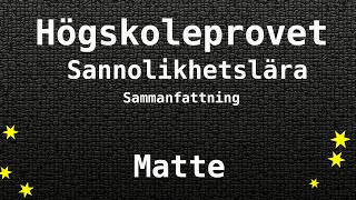 Hogskoleprovet Sannolikhetslara Sammanfattning