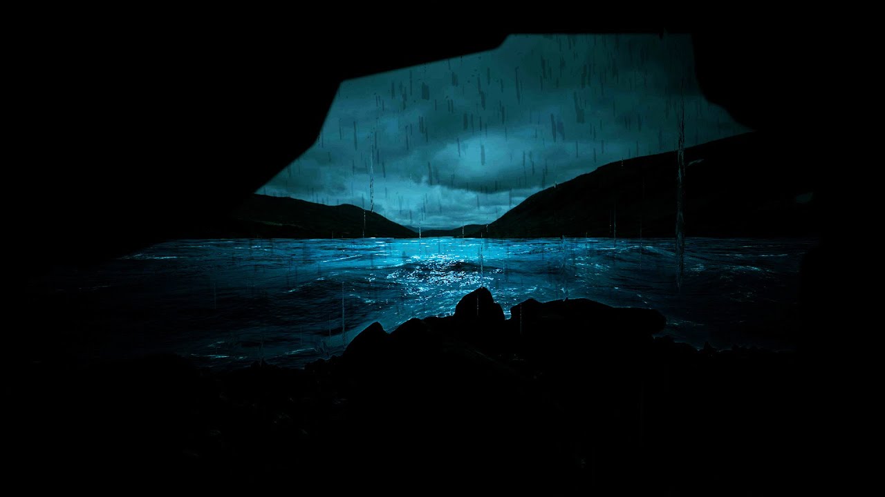 Hiding in a Cave while the Ocean Rain Sounds Calm my Mind | Dimmed Screen Heavy Rain for Sleeping