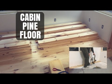 Cabin pine floor install