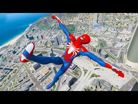 GTA5 SPIDERMAN Falling off Highest Buildings - Spider-man Gameplay Ep - 1