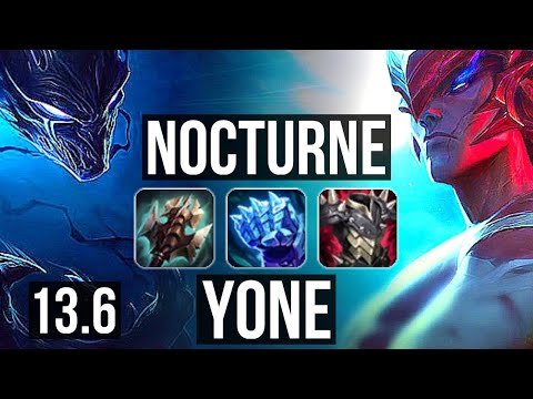 NOCTURNE vs YONE (MID) | 800+ games, 1.3M mastery, 9/3/8 | KR Master | 13.6