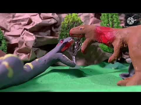 Tyrannosaurus rex vs Titanoboa ( Short stop motion battle)
