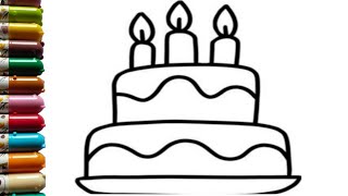 Cute Birthday Cake 🎂 | Birthday Cake Drawing for Kids | Easy Party Cake Art