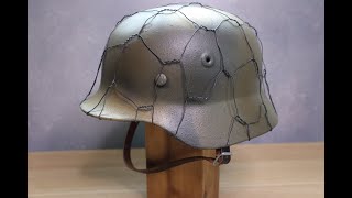 WW2 German M40 Helmets with D-Day Chicken Wire at Mike's Militaria!