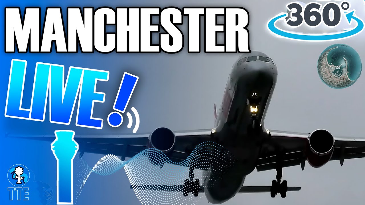 Manchester Airport Live in 360 Degrees LOW LANDINGS #planespotting #manchesterairportlive