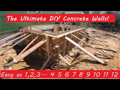How to Build Homemade Plywood Concrete Wall Forms with Threaded rod Cross Ties. Footers and Walls
