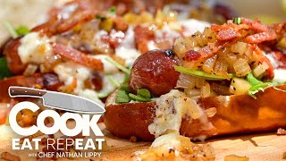 Wagyu Hot Dog?!? Best Hot Dog Nate has Ever Eaten. | Cook Eat Repeat | Blackstone Griddle