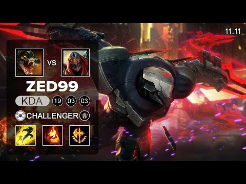 ZED99 Zed Mid vs Renekton - KR Challenger Patch 11.11