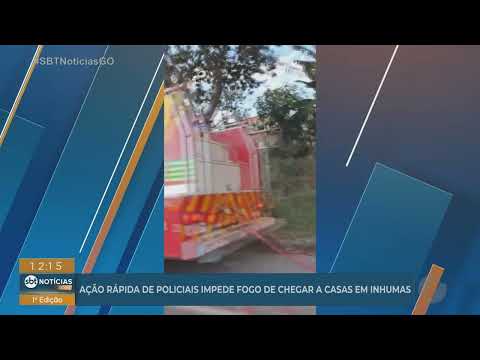 Ação rápida de policiais impede que fogo chegue a casas em Inhumas